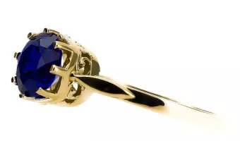 Saphir Or jaune 14 carats Anneau Style vintage vrc366y